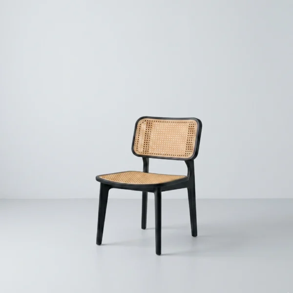 Cafe 04 side chair displaying a sculpted bentwood frame in a deep ebony finish.