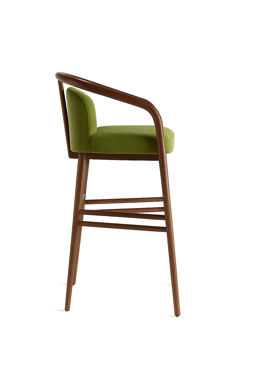 Modern Essex Bar Chair showing wood grain and ergonomic backrest