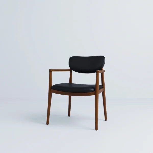 Forma arm dining chair sustainably sourced solid teak wood frame with synthetic leather seat.