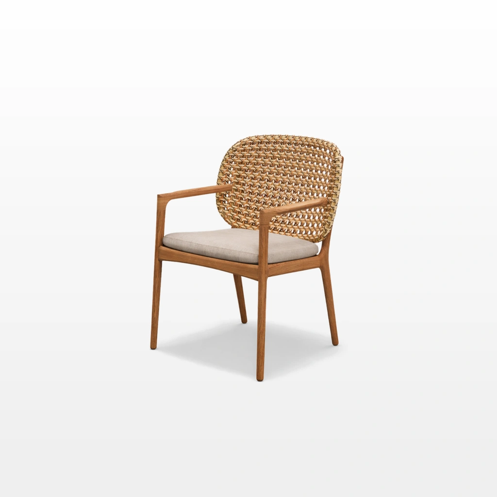 handwoven outdoor chair, teak dining chair, outdoor dining chair