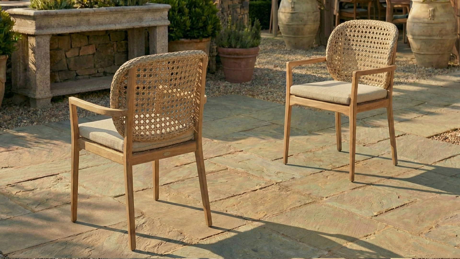 handwoven outdoor dining chair, teak dining chair, outdoor dining chair