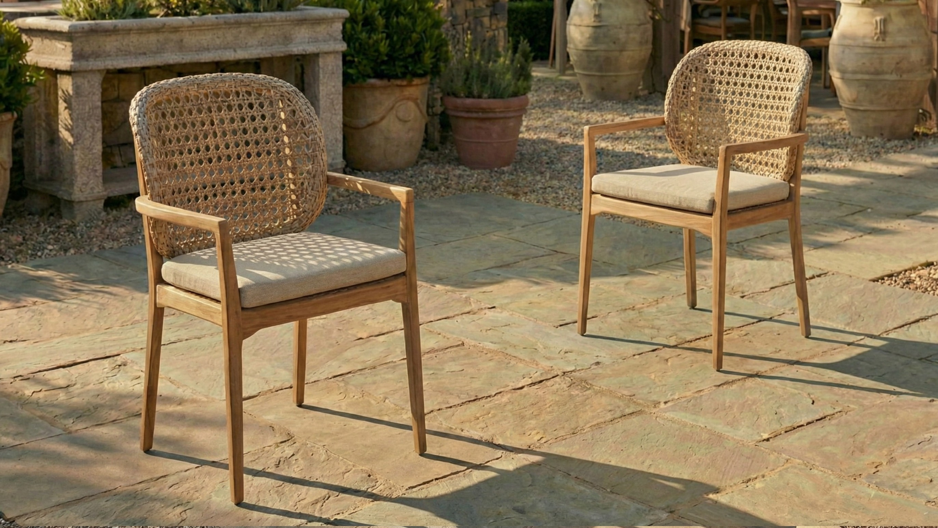 handwoven outdoor dining chair, teak dining chair, outdoor dining chair