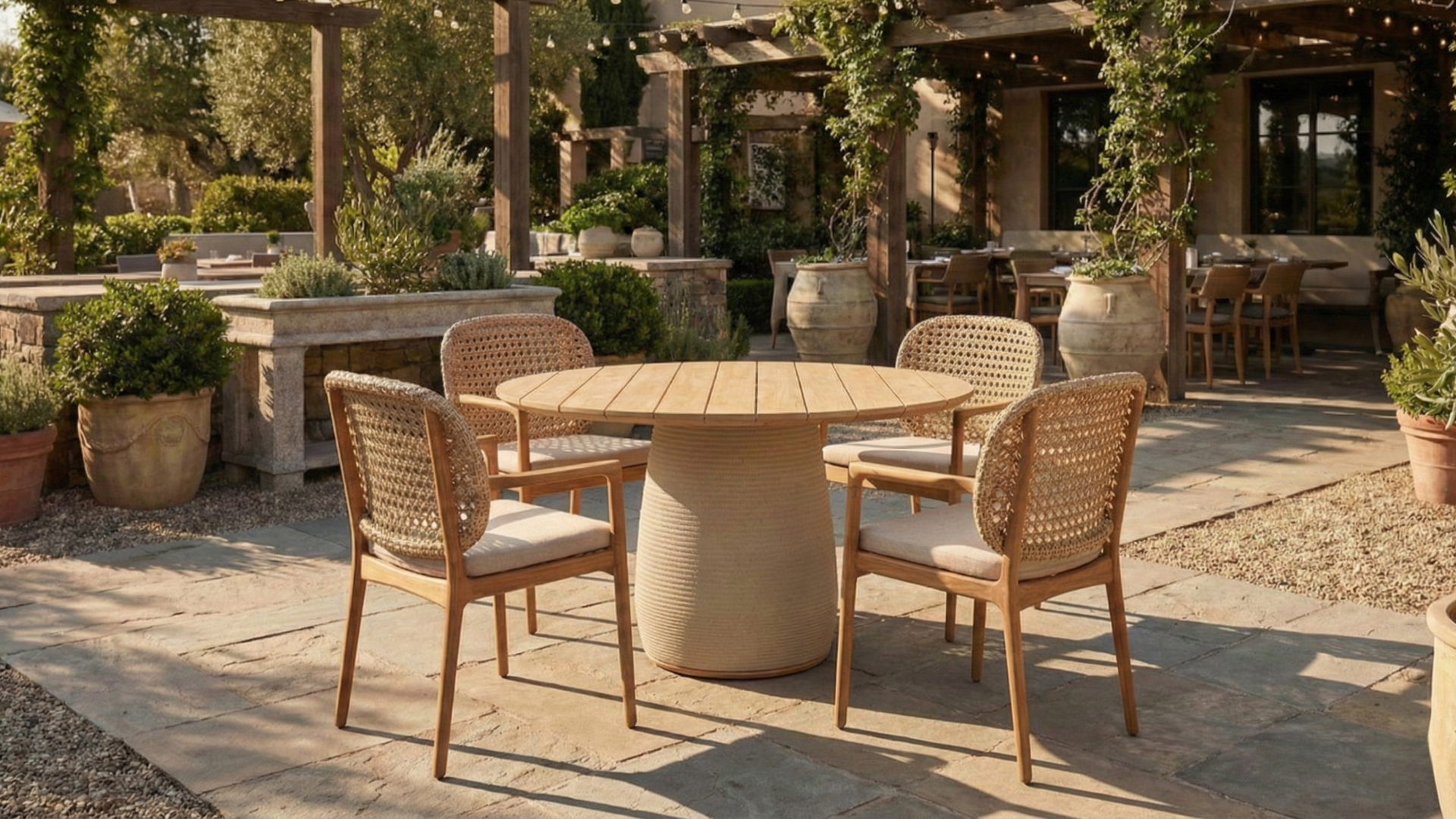 handwoven outdoor dining chair, teak dining chair, outdoor dining chair