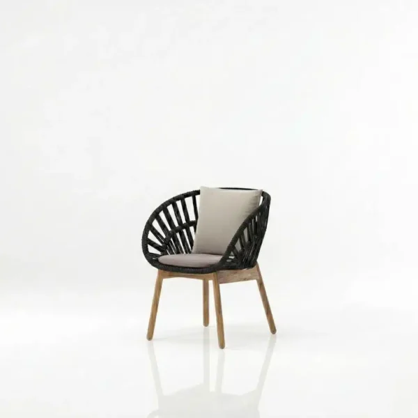 teak and rope outdoor dining chair, luxurious dining chair, patio chair