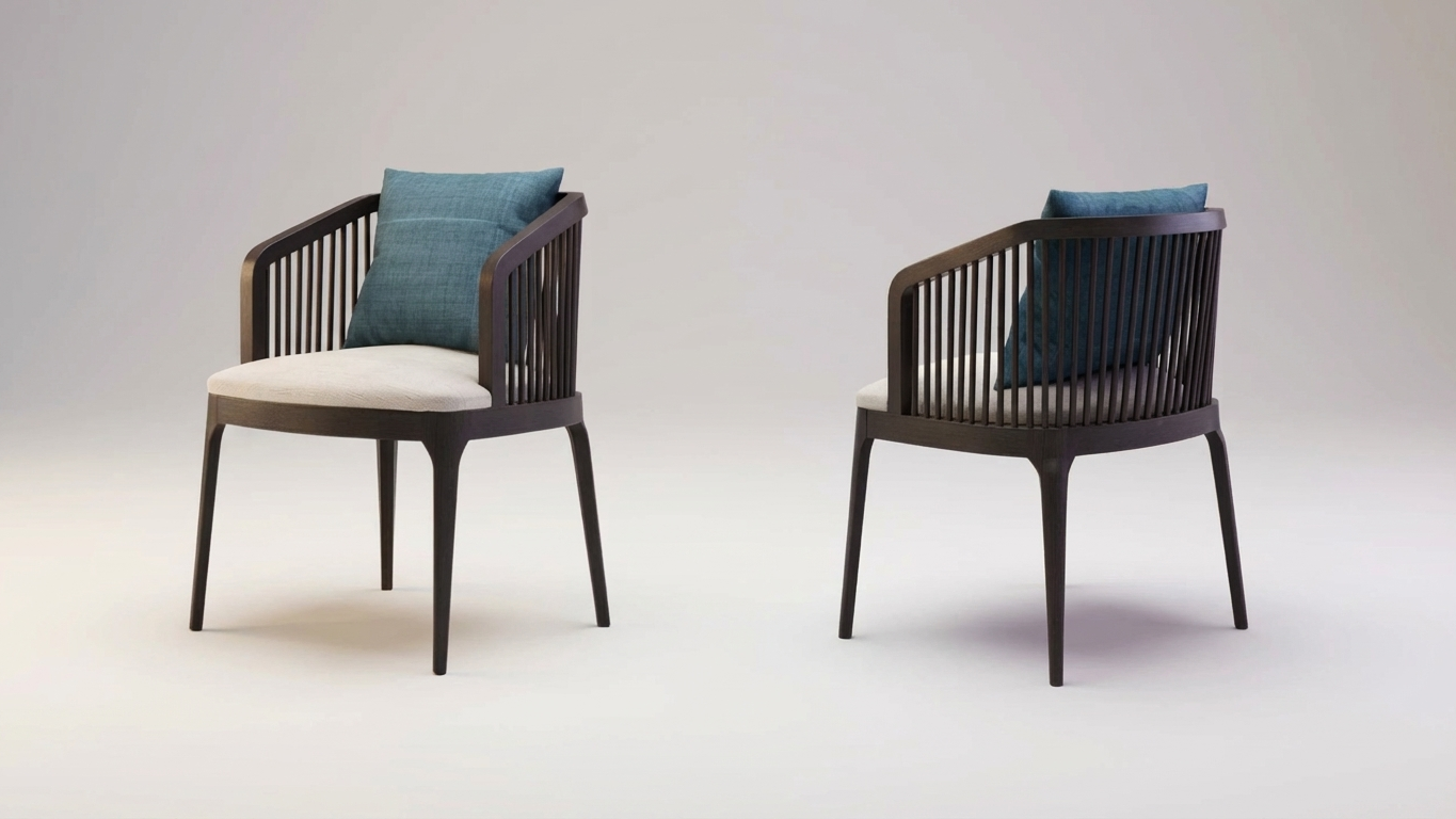 dark color outdoor chair, teak wood chair with cushion