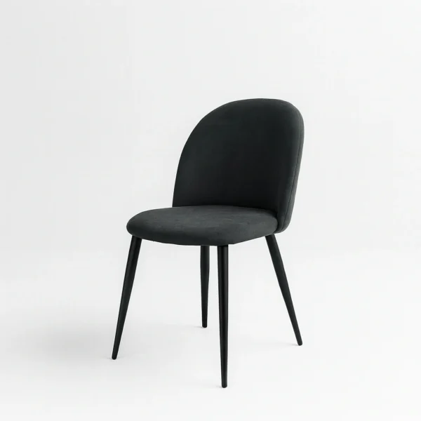 A group of scandinavian minimalism dining chair models arranged neatly around a light timber table.