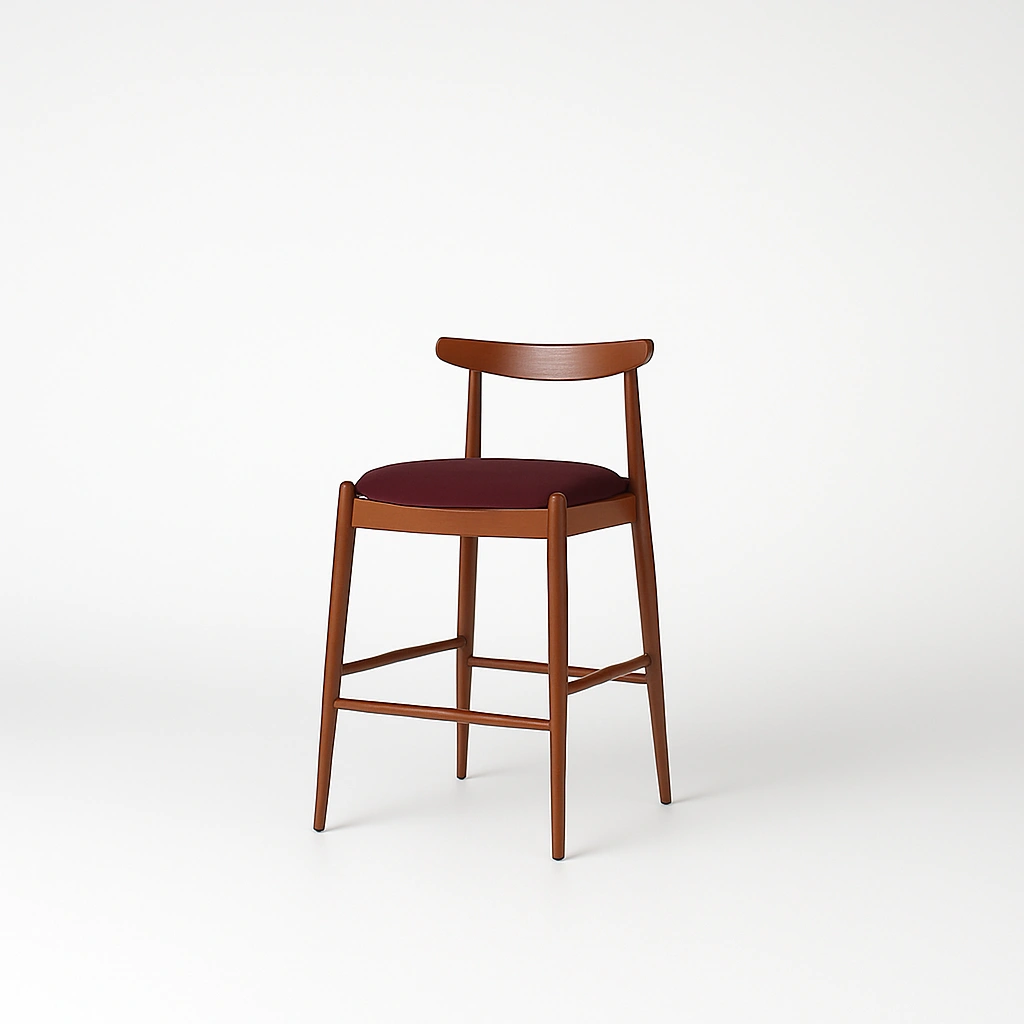Mazra Bar Chair by Urban Maisons in solid wood front view
