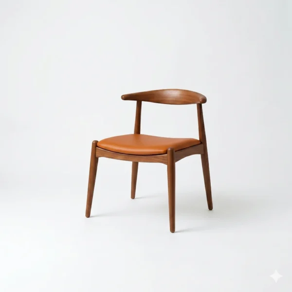 Mazra side dining chair solid teak wood frame with cushioned upholstered seat.