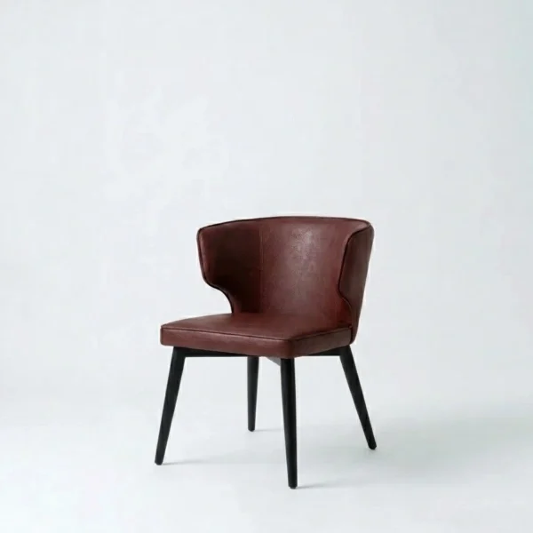 Morris chair in supple cognac leather featuring mid century industrial design.