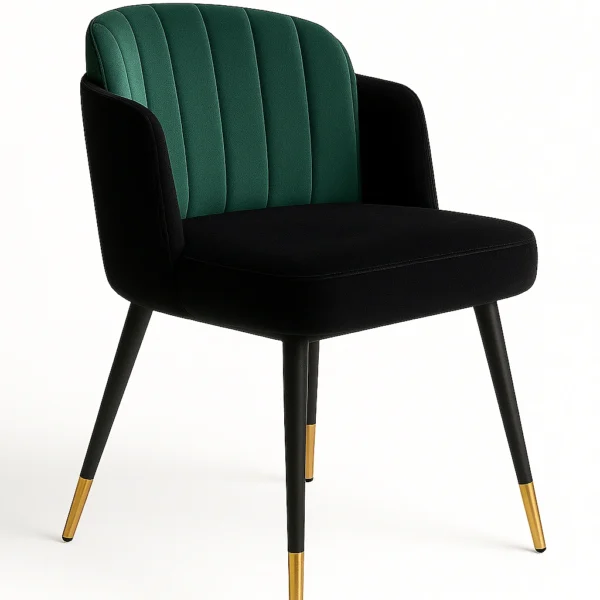 Detailed close-up view of the durable black mild steel frame legs on the dining chair.