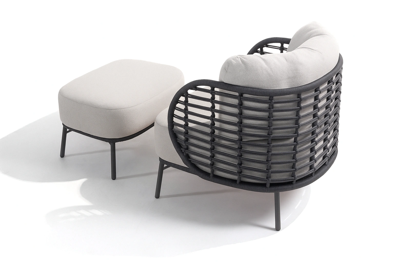 patio footrest, rope weave footstool