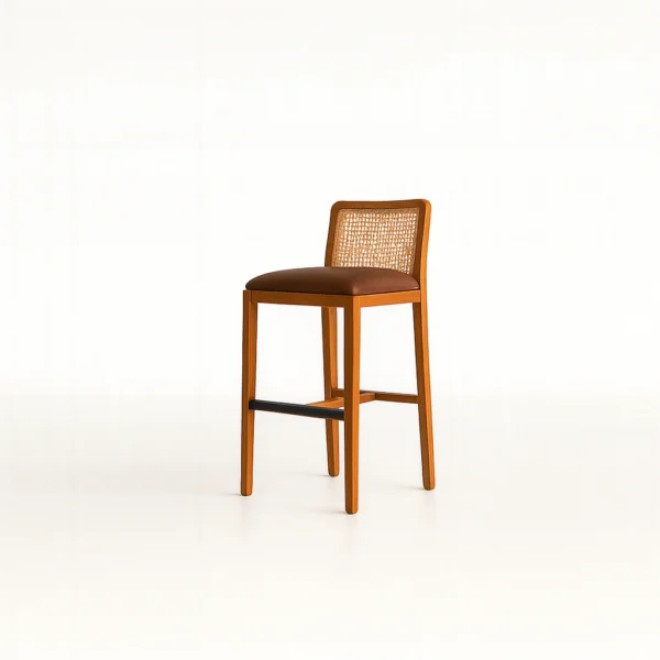 Terra Bar Chair by Urban Maisons in solid wood front view