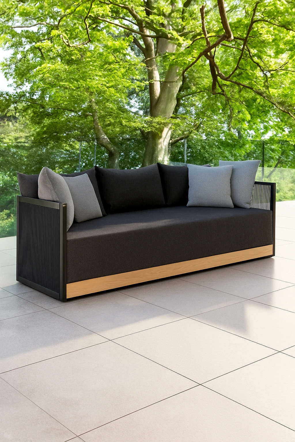3-person rope weave garden sofa