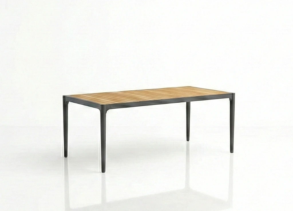 Aluminum with teak top table, Outdoor wood dining table top