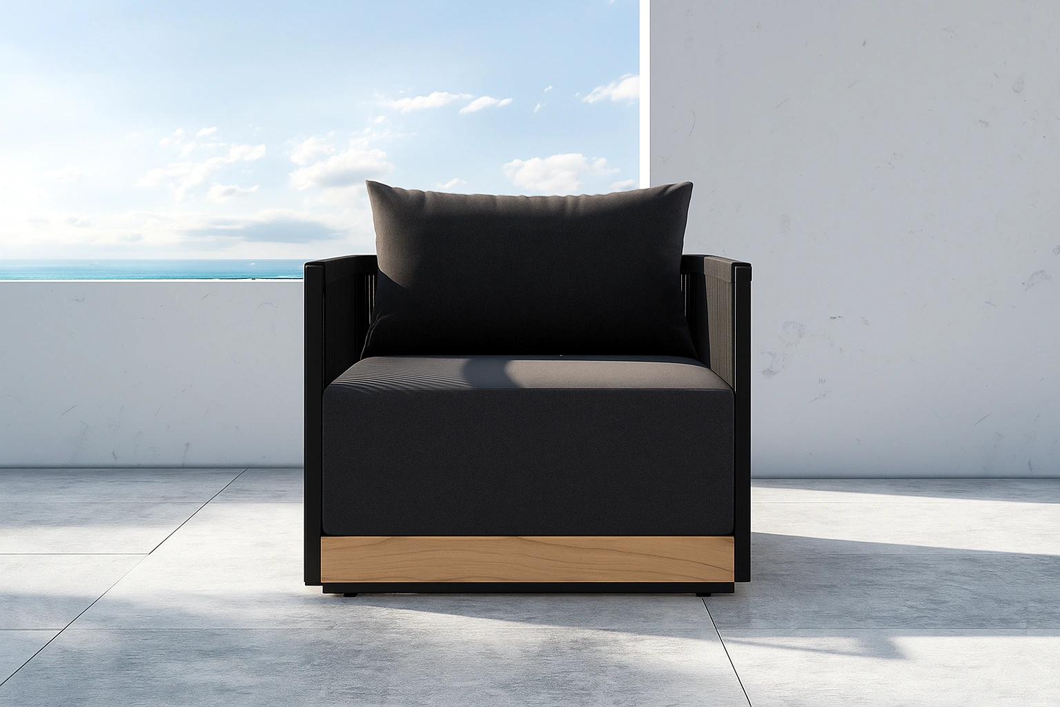 Aluminum and teak outdoor lounge chair