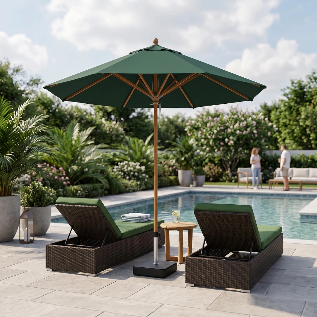 TEAK WOOD OCTAGONAL PARASOL - Image 2