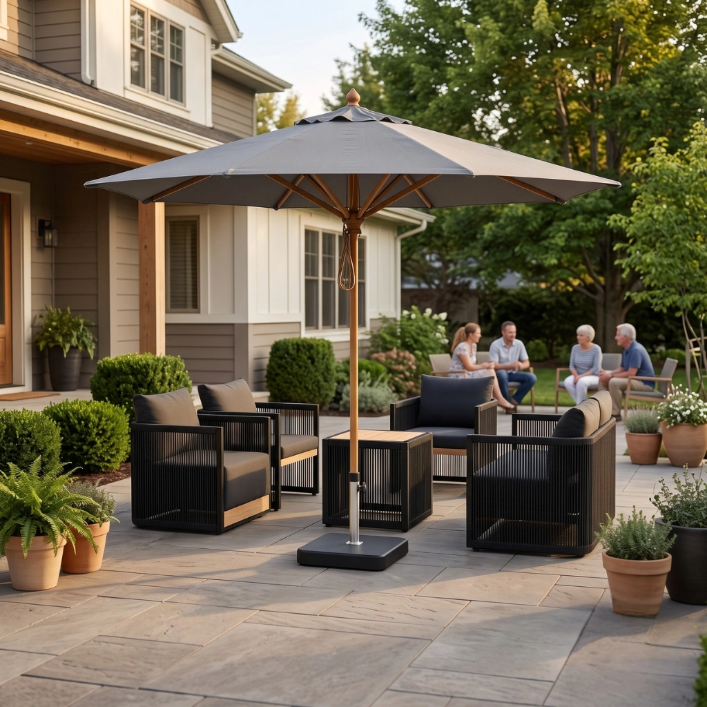 TEAK WOOD SQUARE PARASOL - Image 2
