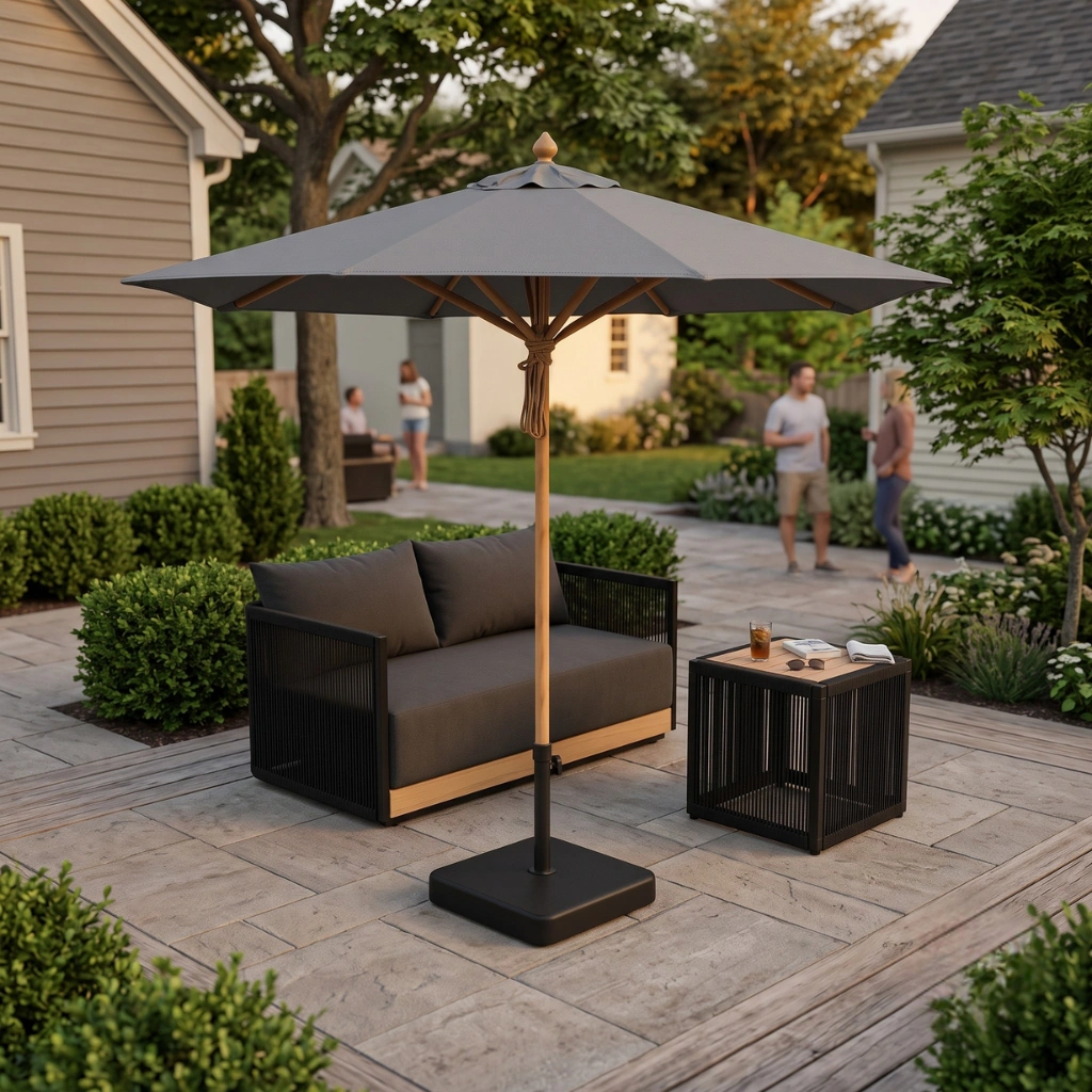 TEAK WOOD SQUARE PARASOL - Image 4