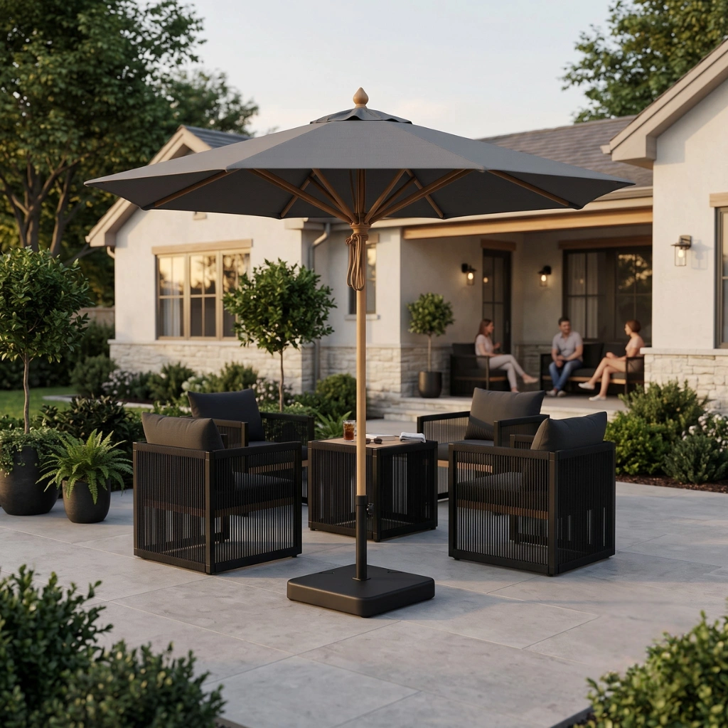 TEAK WOOD SQUARE PARASOL - Image 3