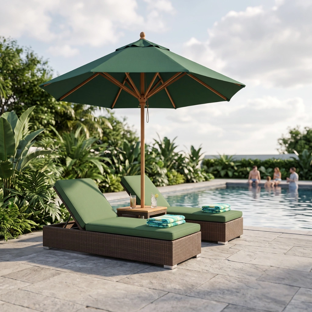 TEAK WOOD OCTAGONAL PARASOL - Image 3