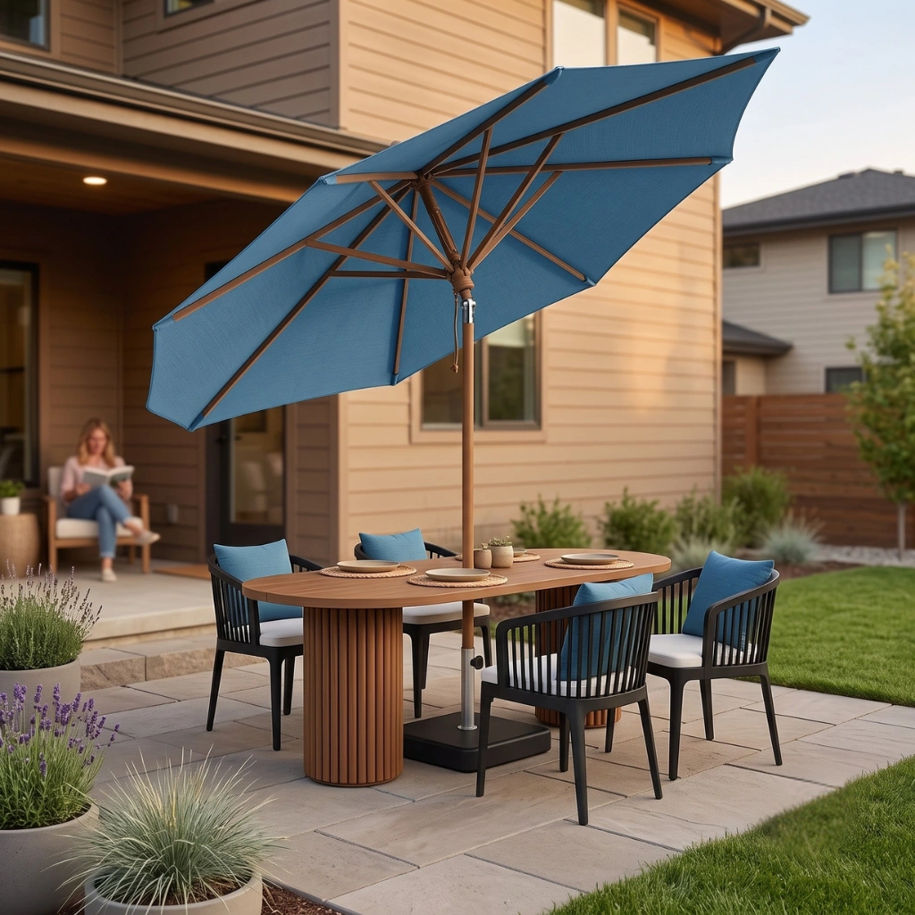 TEAK WOOD TILT MECHANISM PARASOL SQUARE - Image 4