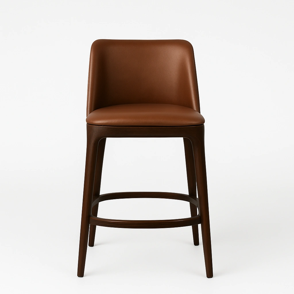 Close up of natural teak wood grain and joinery on Gallant Bar Chair