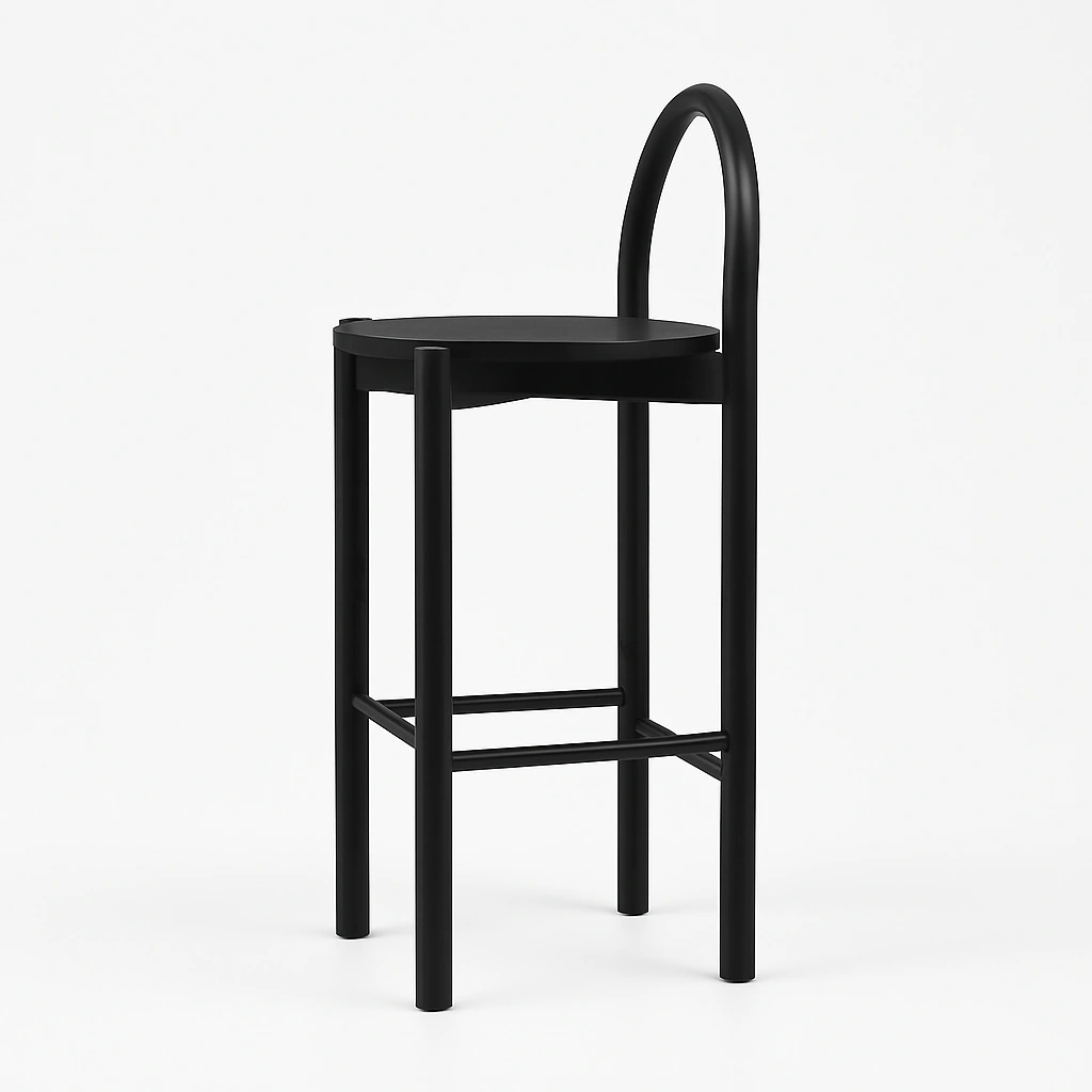 Modern Marlow Bar Chair showing side profile and wood grain finish