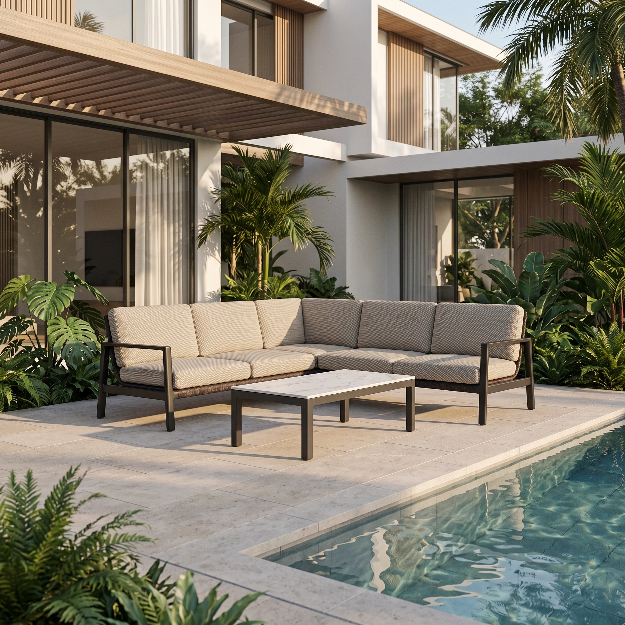 SENARA L SHAPE SOFA – ALUMINUM - Image 3